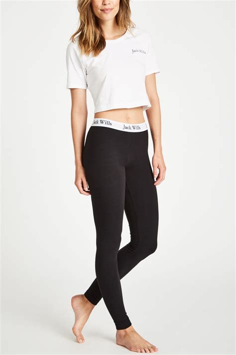 Jack Wills Preto Redbrook Leggings